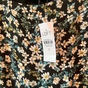 LOFT Floral Black and White Dress